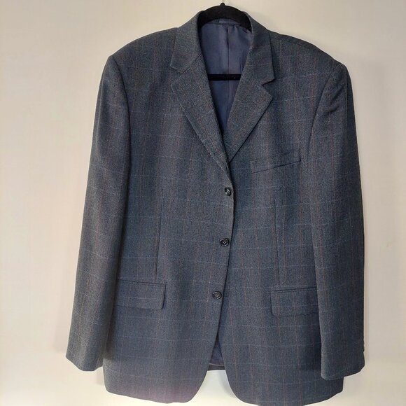 Profilo Studio Navy Grey  Paid Wool Blend Blazer , Size 44R - Picture 1 of 13